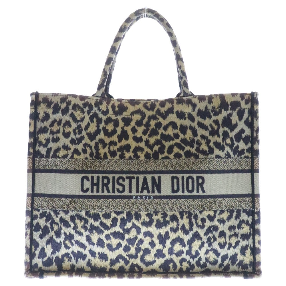 DIOR(ディオール) Leopard Book Tote Large ブックトート レオパード ハンドバッグ ブラウン