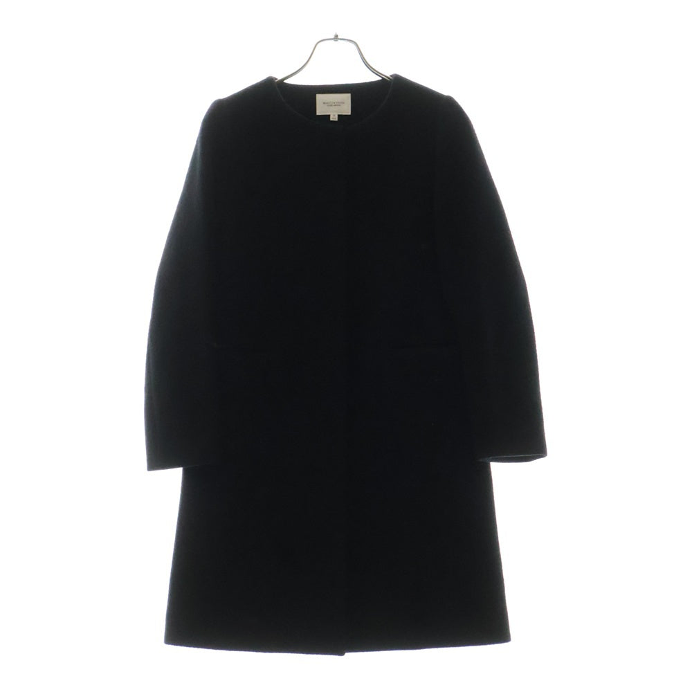 H BEAUTY&YOUTH(エイチ ビューティーアンドユース) ビーバーノーカラー ウールコート 1625-126-4241 ブラック レディース