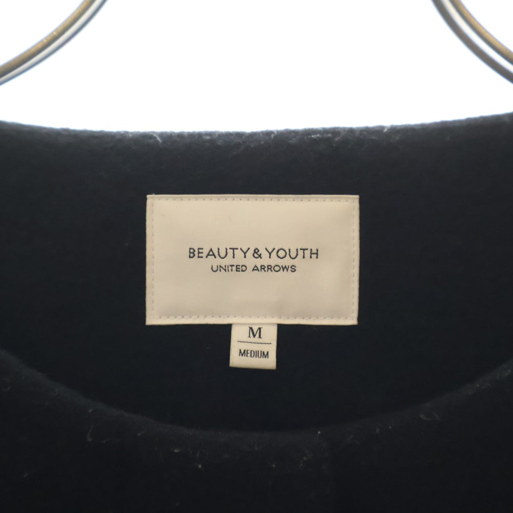 H BEAUTY&YOUTH(エイチ ビューティーアンドユース) ビーバーノーカラー ウールコート 1625-126-4241 ブラック レディース