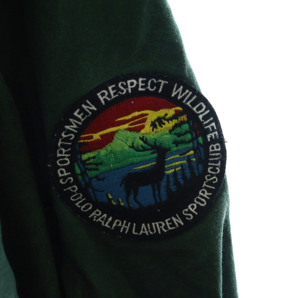 POLO RALPH LAUREN(ポロラルフローレン) 90s SPORTSMEN RESPECT WILDLIFE ムースパッチ ボーダーラガーシャツ 長袖ポロシャツ マルチ