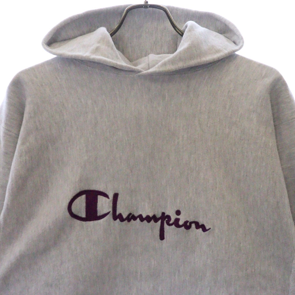 CHAMPION(チャンピオン) 90s VINTAGE REVERSE WEAVE フロントロゴ刺繍 フーディープルオーバーパーカー グレー