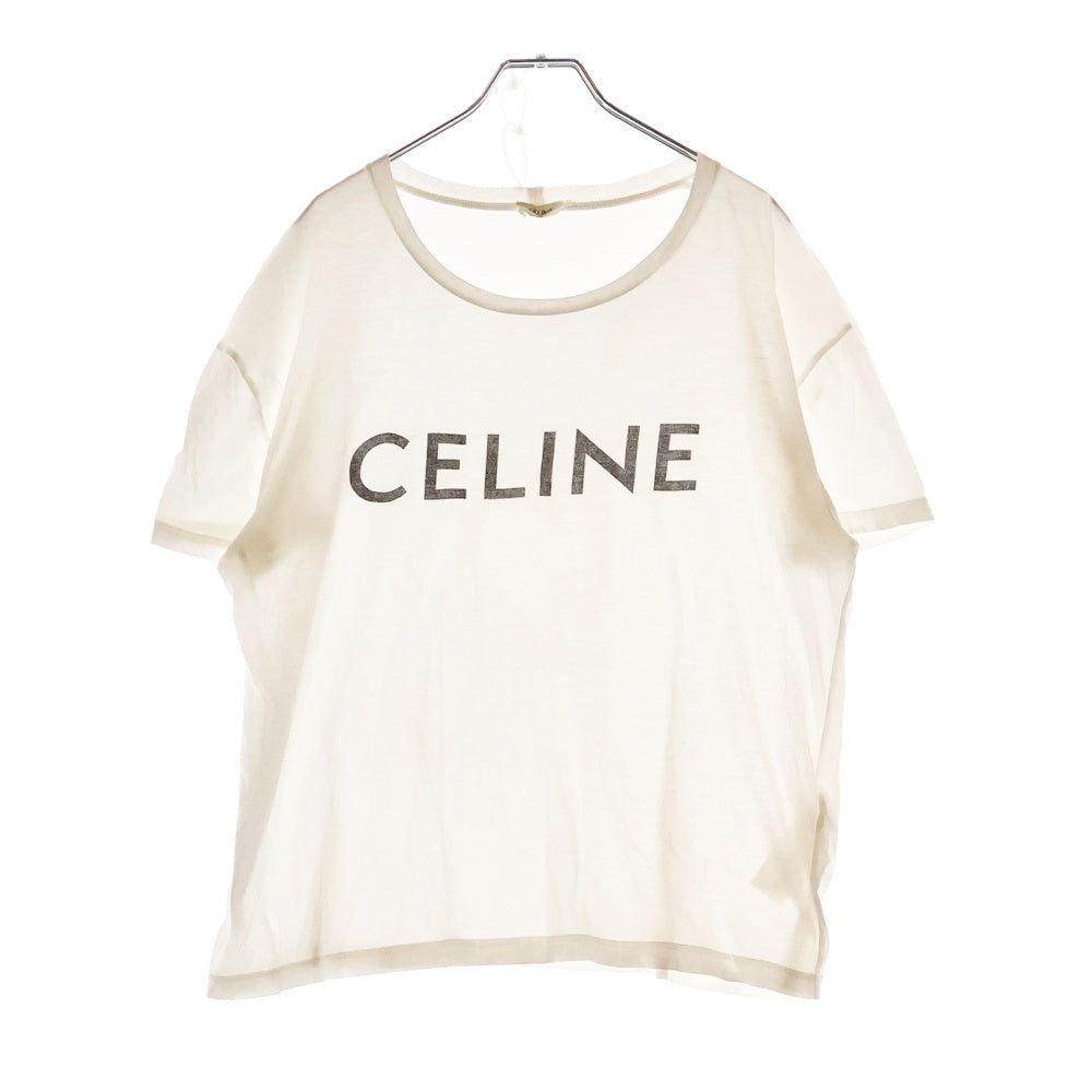 CELINE(セリーヌ) フロント ロゴプリント クルーネック半袖Tシャツ ホワイト X008370E