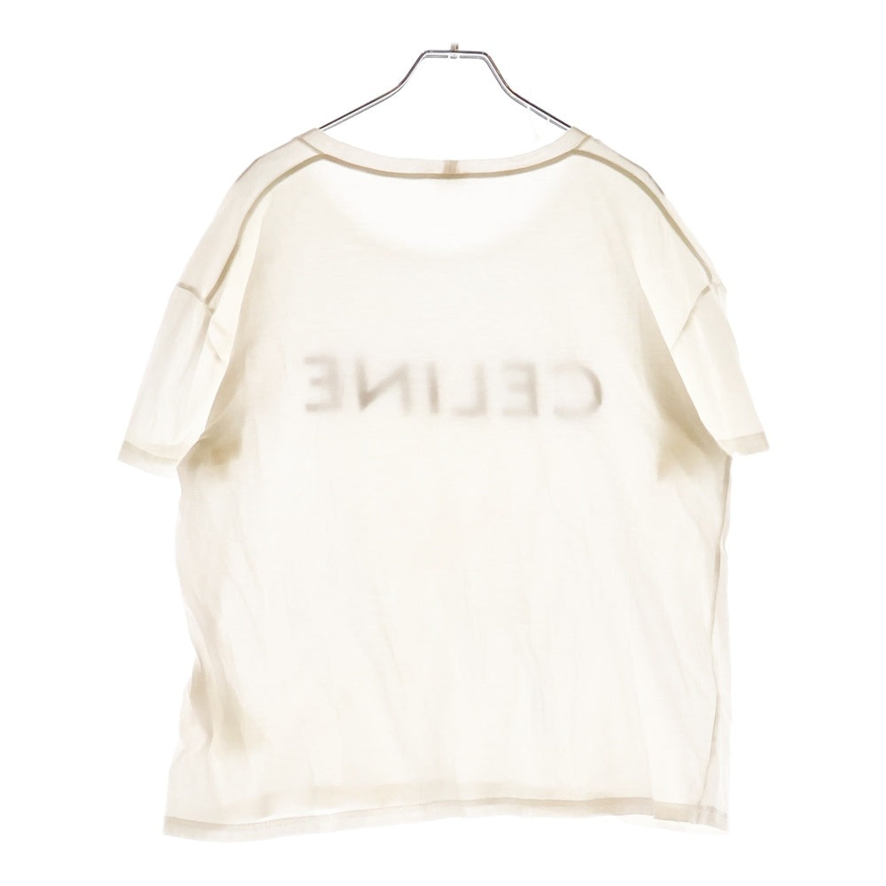 CELINE(セリーヌ) フロント ロゴプリント クルーネック半袖Tシャツ ホワイト X008370E