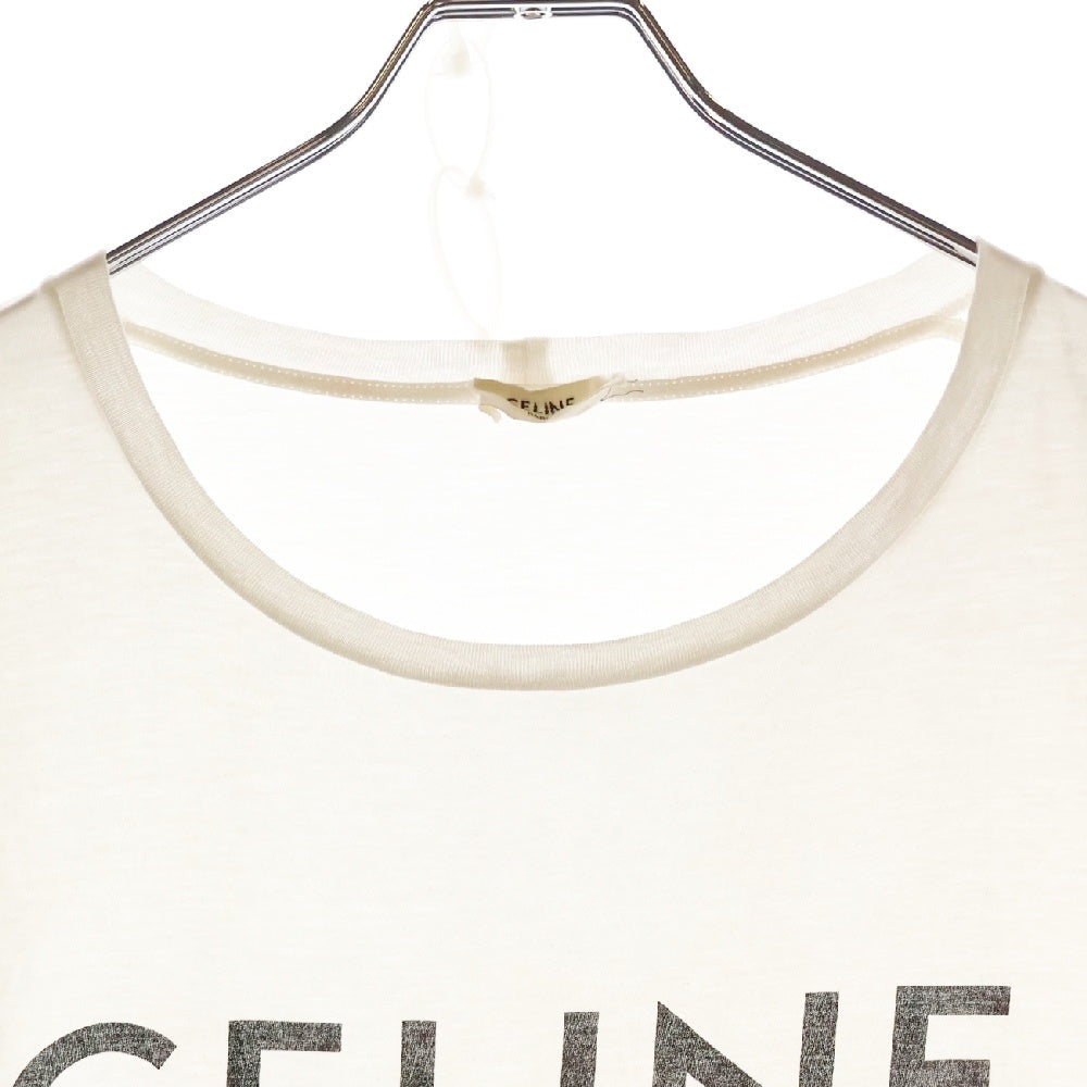 CELINE(セリーヌ) フロント ロゴプリント クルーネック半袖Tシャツ ホワイト X008370E