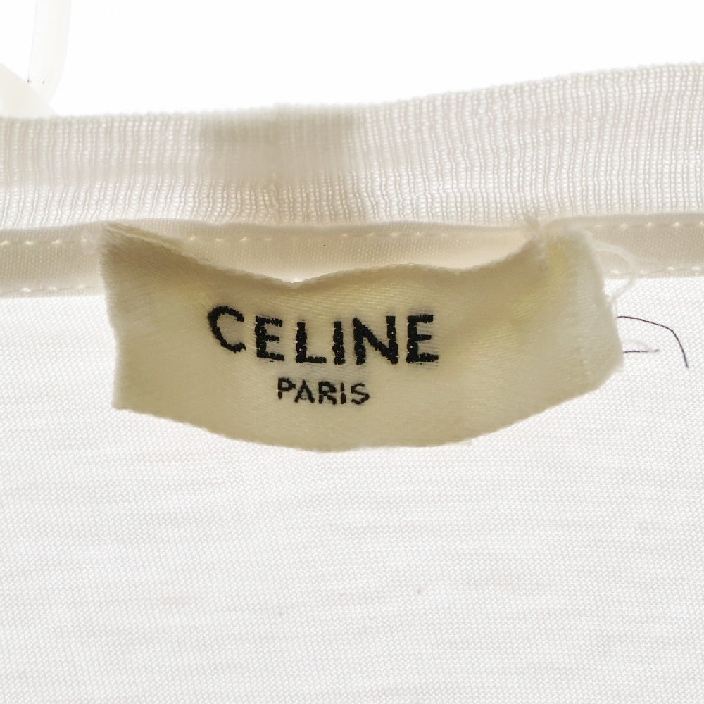 CELINE(セリーヌ) フロント ロゴプリント クルーネック半袖Tシャツ ホワイト X008370E