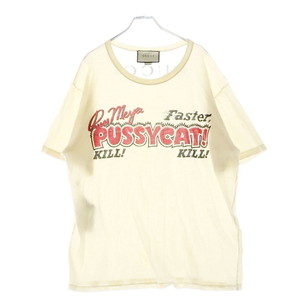 GUCCI(グッチ) 18SS PUSSYCAT PRINT T-SHIRT プリントTシャツ 半袖カットソー 492347 X3Q33 ホワイト