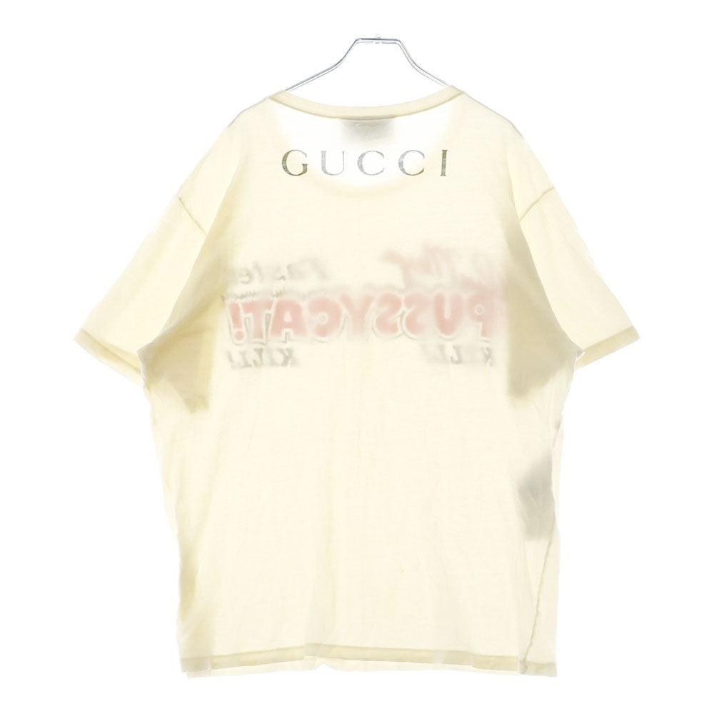 GUCCI(グッチ) 18SS PUSSYCAT PRINT T-SHIRT プリントTシャツ 半袖カットソー 492347 X3Q33 ホワイト