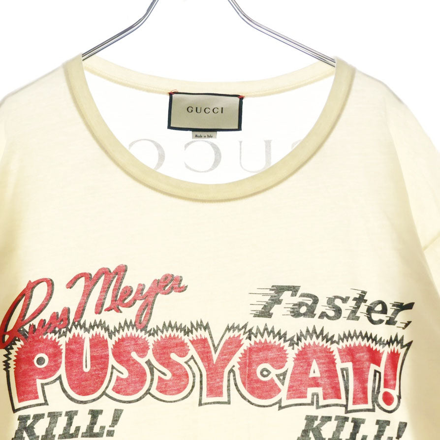 GUCCI(グッチ) 18SS PUSSYCAT PRINT T-SHIRT プリントTシャツ 半袖カットソー 492347 X3Q33 ホワイト