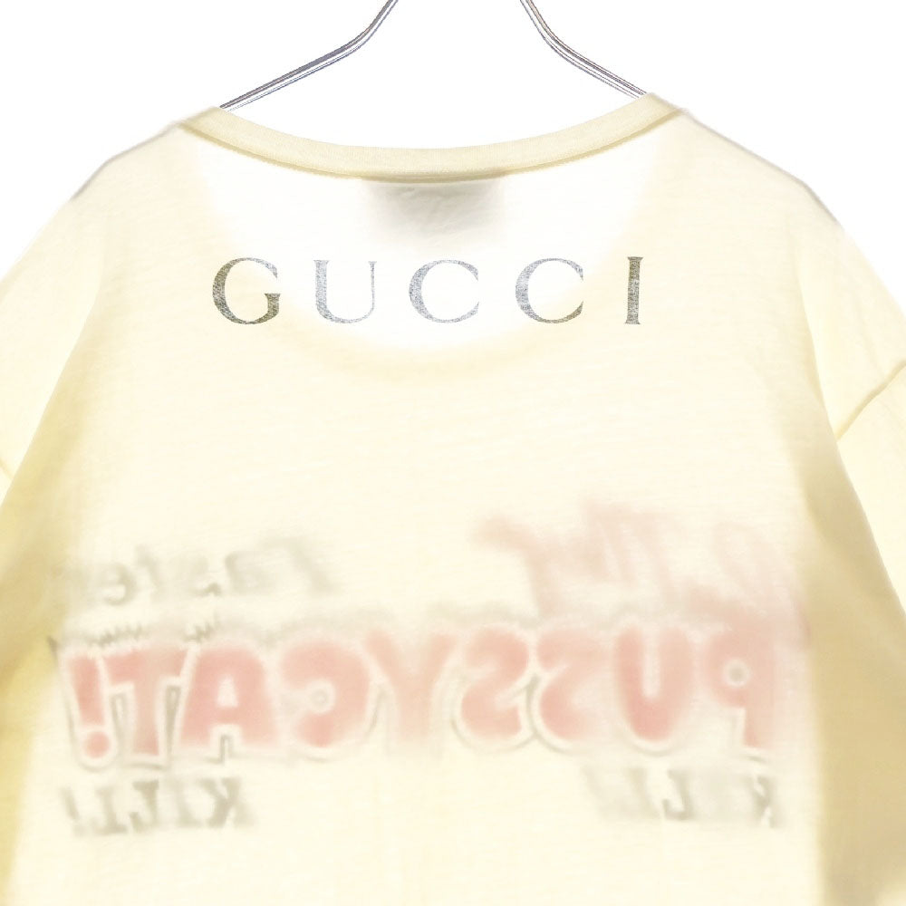 GUCCI(グッチ) 18SS PUSSYCAT PRINT T-SHIRT プリントTシャツ 半袖カットソー 492347 X3Q33 ホワイト