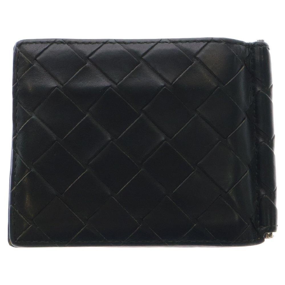 BOTTEGA VENETA(ボッテガヴェネタ) INTRECCIATO MONEY CLIP イントレチャート レザーウォレット マネークリップ 二つ折り財布 749404 ブラック/イエロー