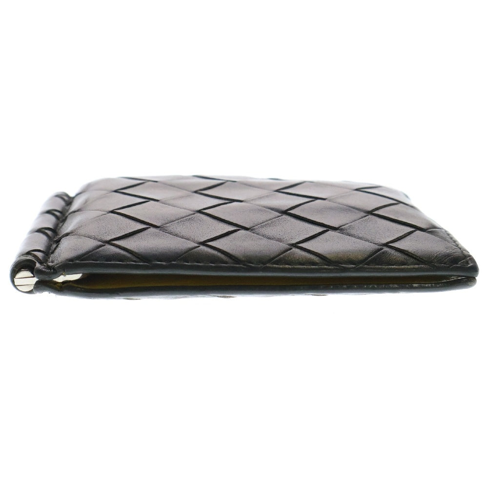 BOTTEGA VENETA(ボッテガヴェネタ) INTRECCIATO MONEY CLIP イントレチャート レザーウォレット マネークリップ 二つ折り財布 749404 ブラック/イエロー