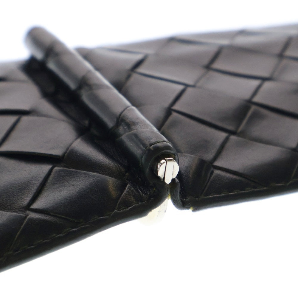 BOTTEGA VENETA(ボッテガヴェネタ) INTRECCIATO MONEY CLIP イントレチャート レザーウォレット マネークリップ 二つ折り財布 749404 ブラック/イエロー