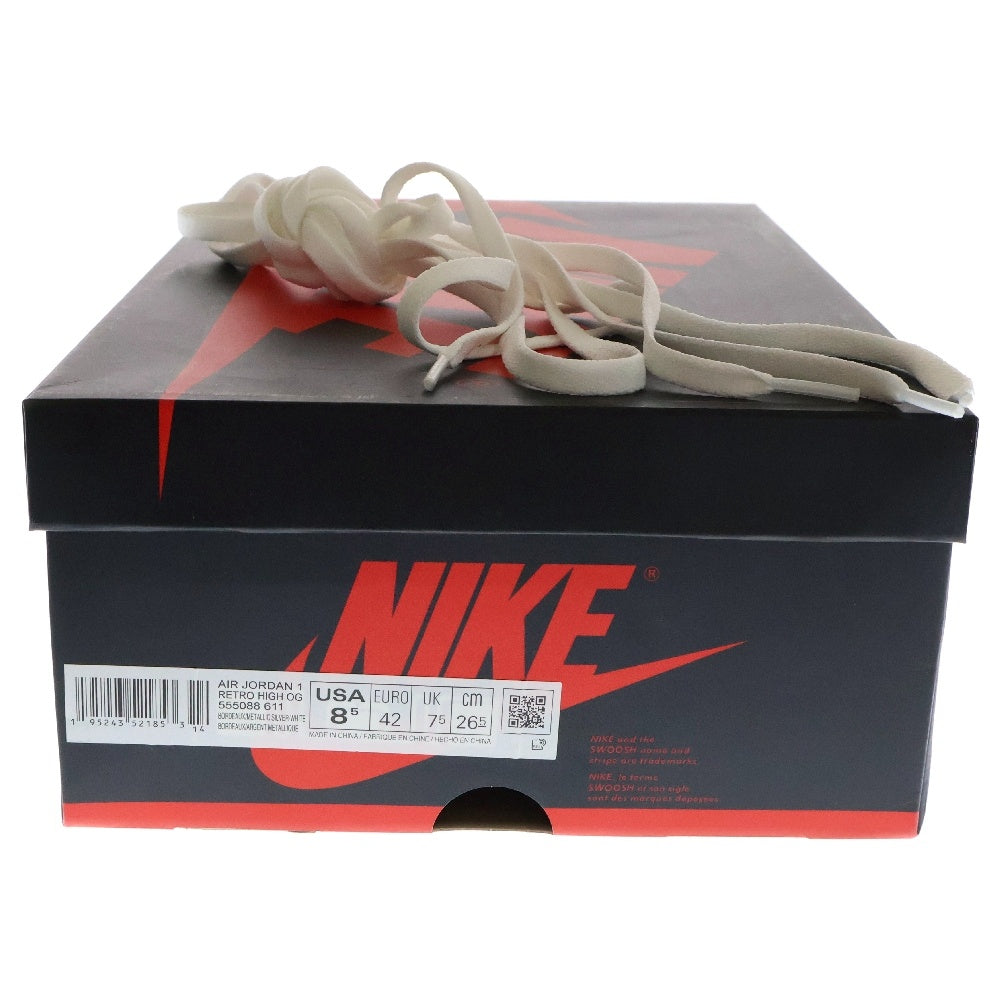 NIKE(ナイキ) Air Jordan 1 High OG Bordeaux エアジョーダン1 ハイ OG ボルドー ハイカットスニーカー 555088-611 ホワイト/レッド US8.5/26.5cm