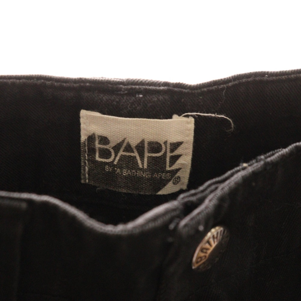 A BATHING APE(アベイシングエイプ) バックベイプスターマーブルプリント コットンワークパンツ ブラック