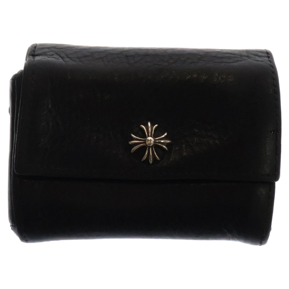 CHROME HEARTS(クロムハーツ) TINY WALLET タイニーレザーウォレット CHプラスボタン 財布 ブラック BCA372