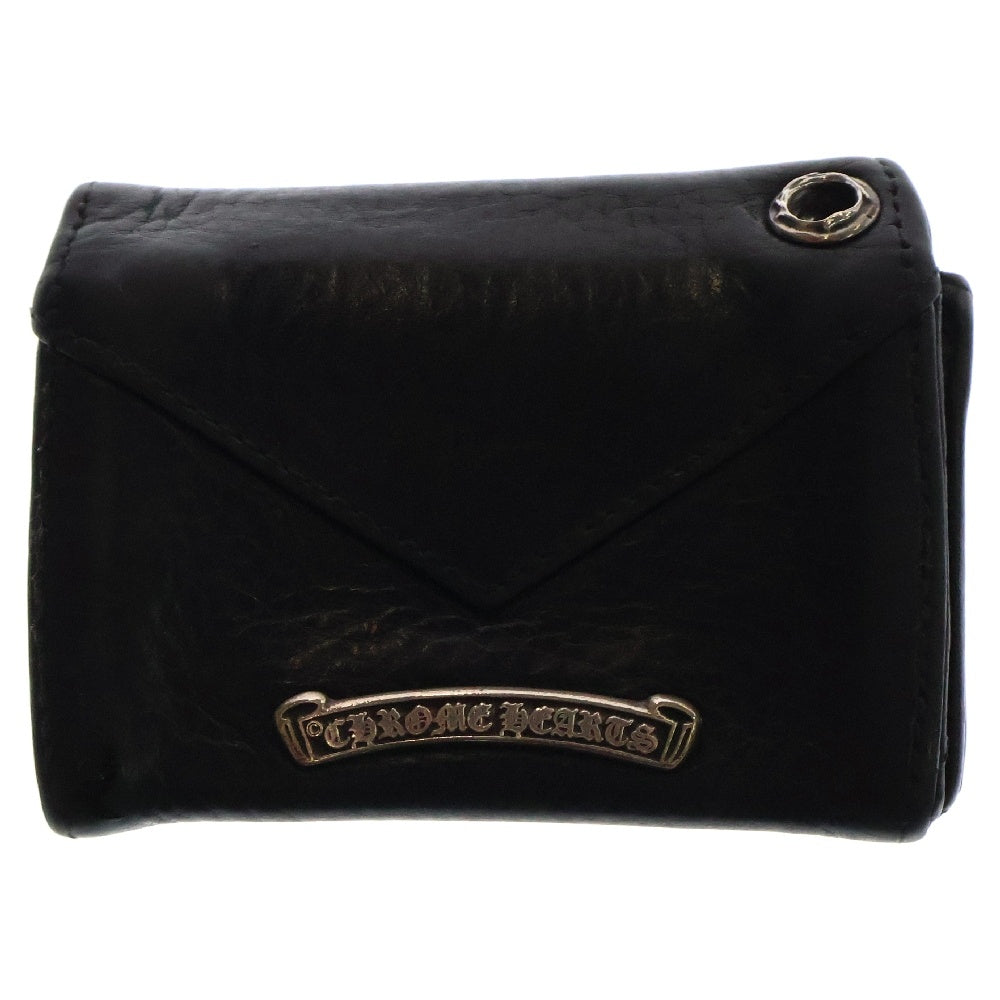 CHROME HEARTS(クロムハーツ) TINY WALLET タイニーレザーウォレット CHプラスボタン 財布 ブラック BCA372