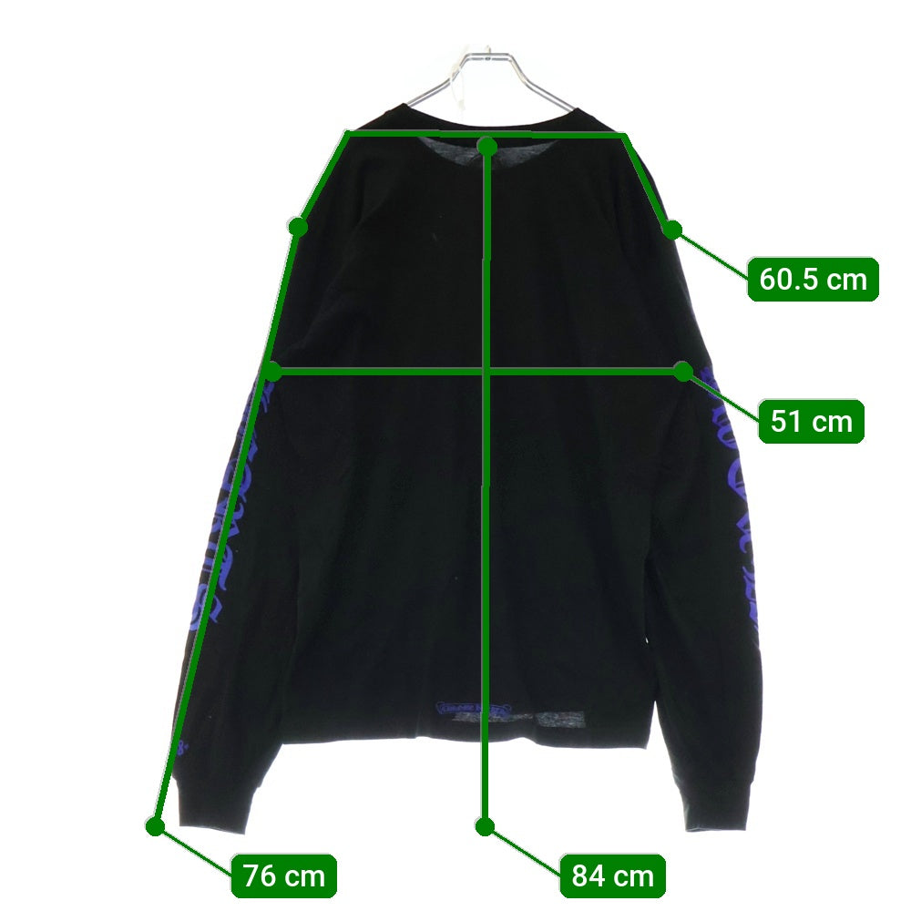 CHROME HEARTS(クロムハーツ) Neck Logo 1988プリント クルーネック 長袖Tシャツ ブラック