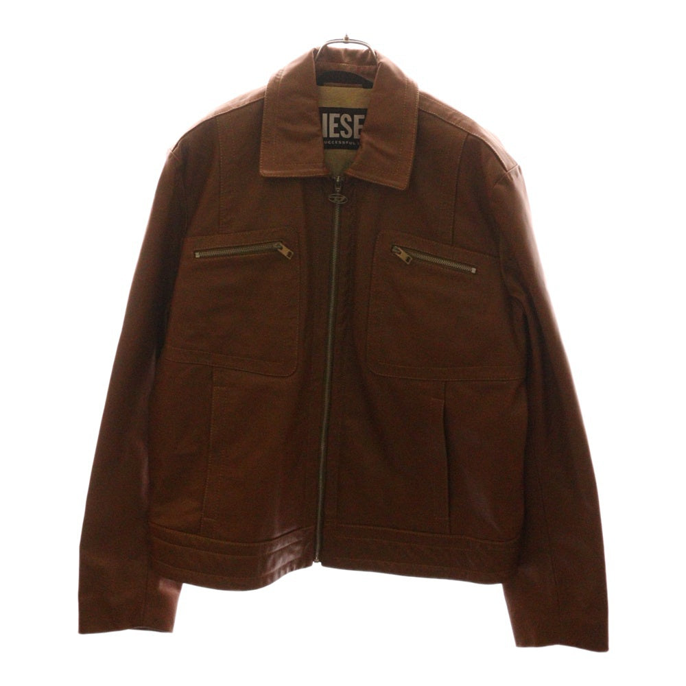 DIESEL(ディーゼル) L-CAKE LEATHER JACKET ジップアップ レザージャケット ブラウン A03560