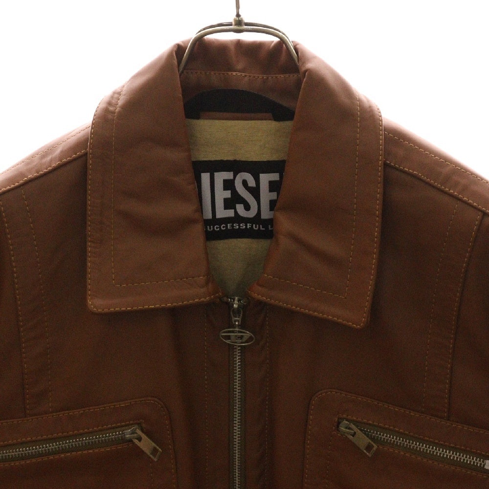 DIESEL(ディーゼル) L-CAKE LEATHER JACKET ジップアップ レザージャケット ブラウン A03560