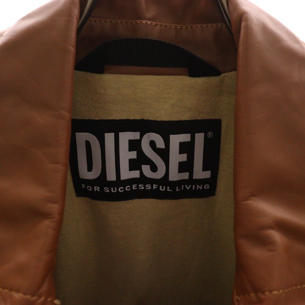 DIESEL(ディーゼル) L-CAKE LEATHER JACKET ジップアップ レザージャケット ブラウン A03560