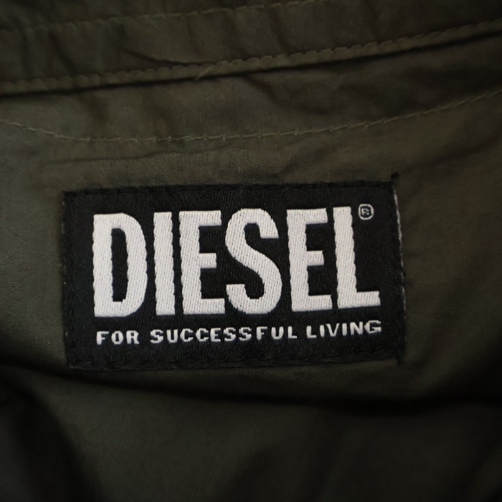 DIESEL(ディーゼル) S-WEEZER ダメージ加工 襟ロゴ 長袖シャツ A06444 ブラック
