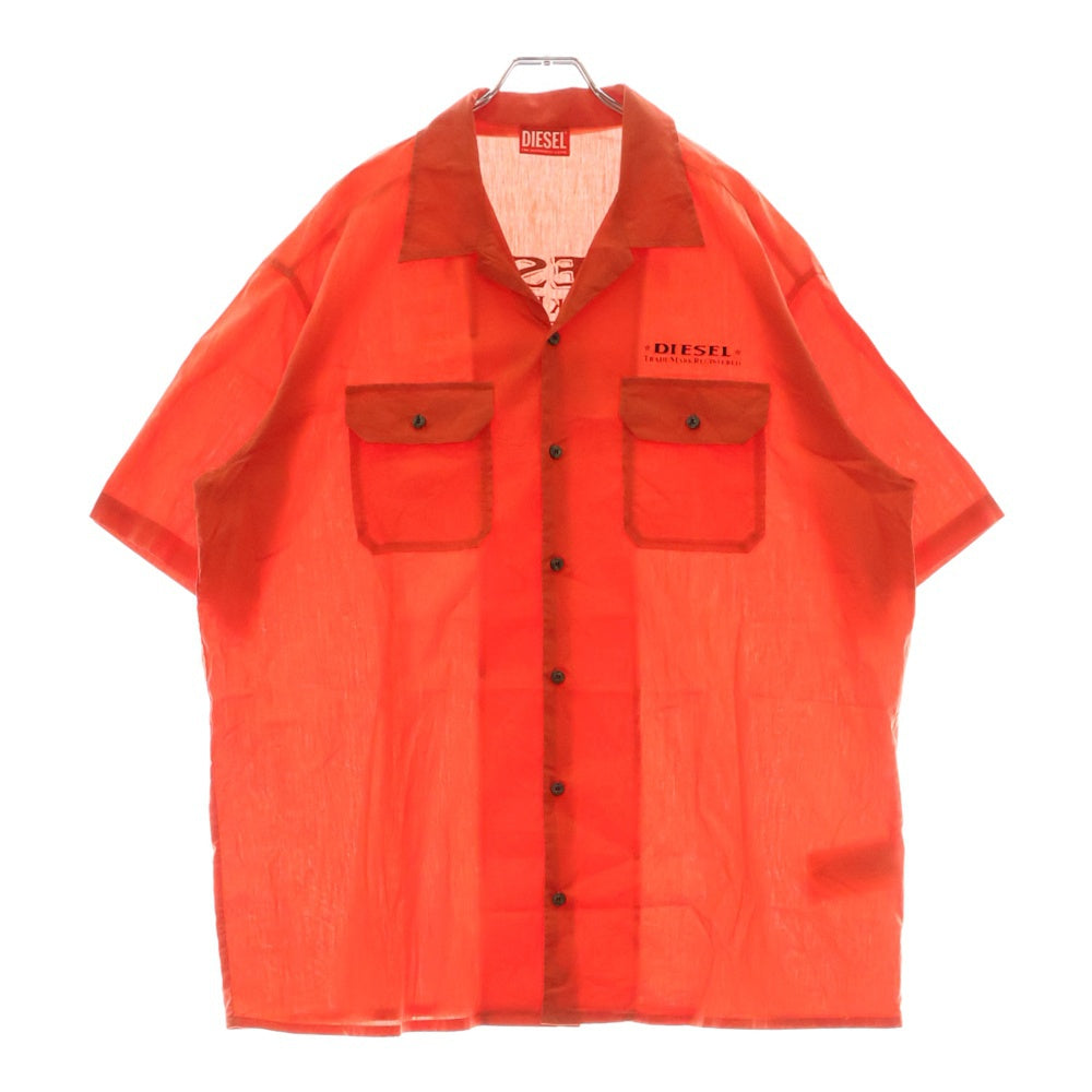 DIESEL(ディーゼル) 2ポケット バックデザインプリント オープンカラー半袖シャツ A10791 レッド