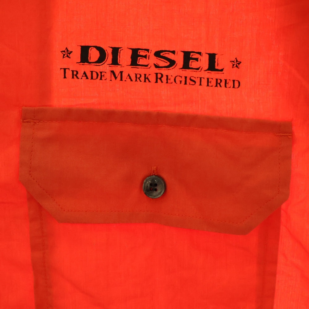 DIESEL(ディーゼル) 2ポケット バックデザインプリント オープンカラー半袖シャツ A10791 レッド