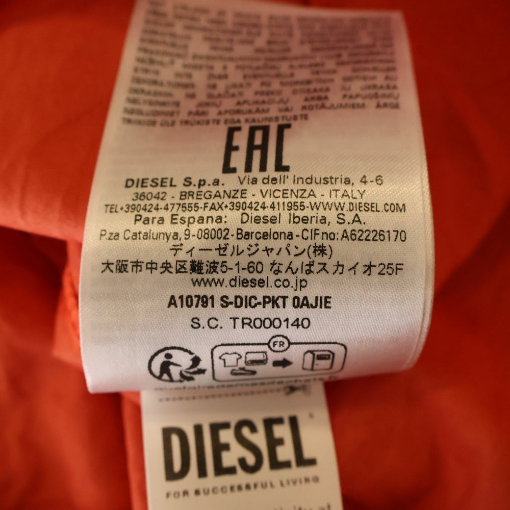 DIESEL(ディーゼル) 2ポケット バックデザインプリント オープンカラー半袖シャツ A10791 レッド