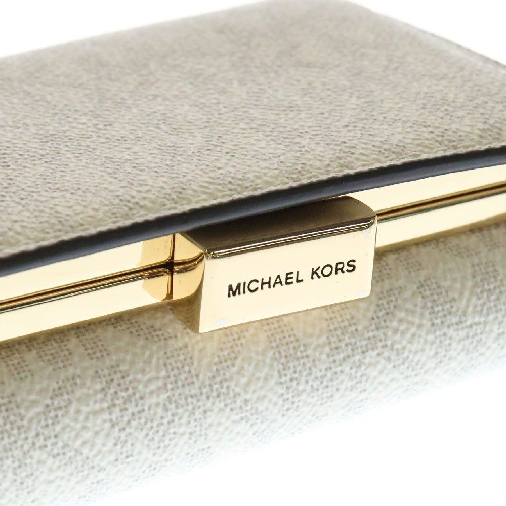 MICHAEL KORS(マイケルコース) JET SET TRAVEL 3-FOLD WALLET ジェットセット トラベル コンパクト ウォレット 35F3GTVE2V ホワイト/グレー