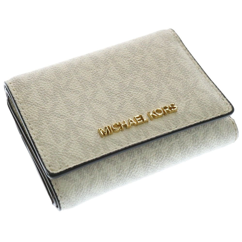 MICHAEL KORS(マイケルコース) JET SET TRAVEL 3-FOLD WALLET ジェットセット トラベル コンパクト ウォレット 35F3GTVE2V ホワイト/グレー