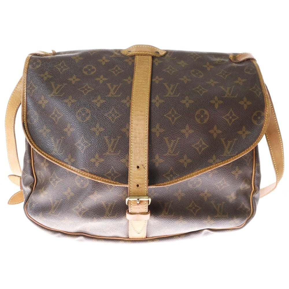 LOUIS VUITTON(ルイヴィトン) モノグラム ソミュール35 レザーショルダーバッグ ブラウン M42254