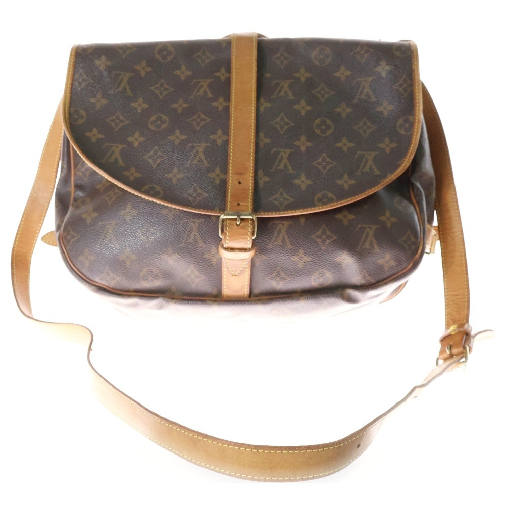 LOUIS VUITTON(ルイヴィトン) モノグラム ソミュール35 レザーショルダーバッグ ブラウン M42254