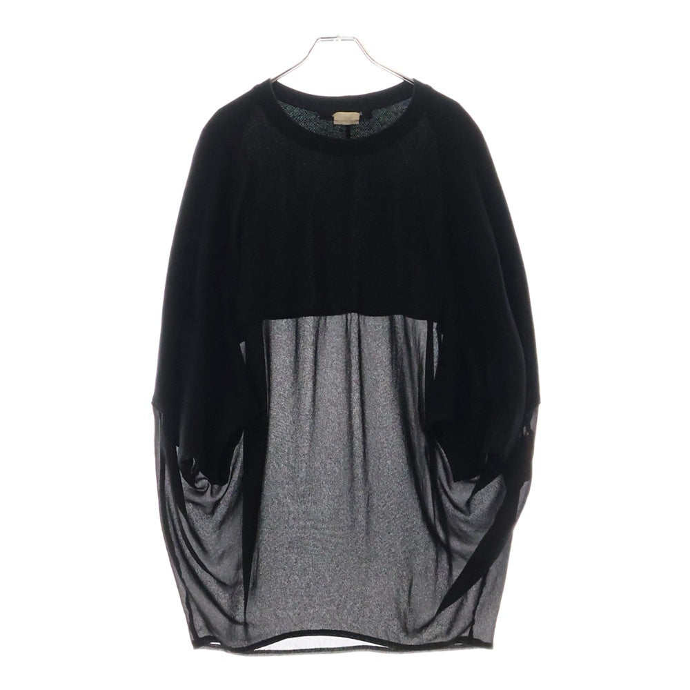 JUNYA WATANABE COMME des GARCONS(ジュンヤワタナベ コムデギャルソン) AD2011 ドルマンドレープワイド コットン ポリシアー切り替え Tシャツ 半袖カットソー レディース JI-T004 ブラック