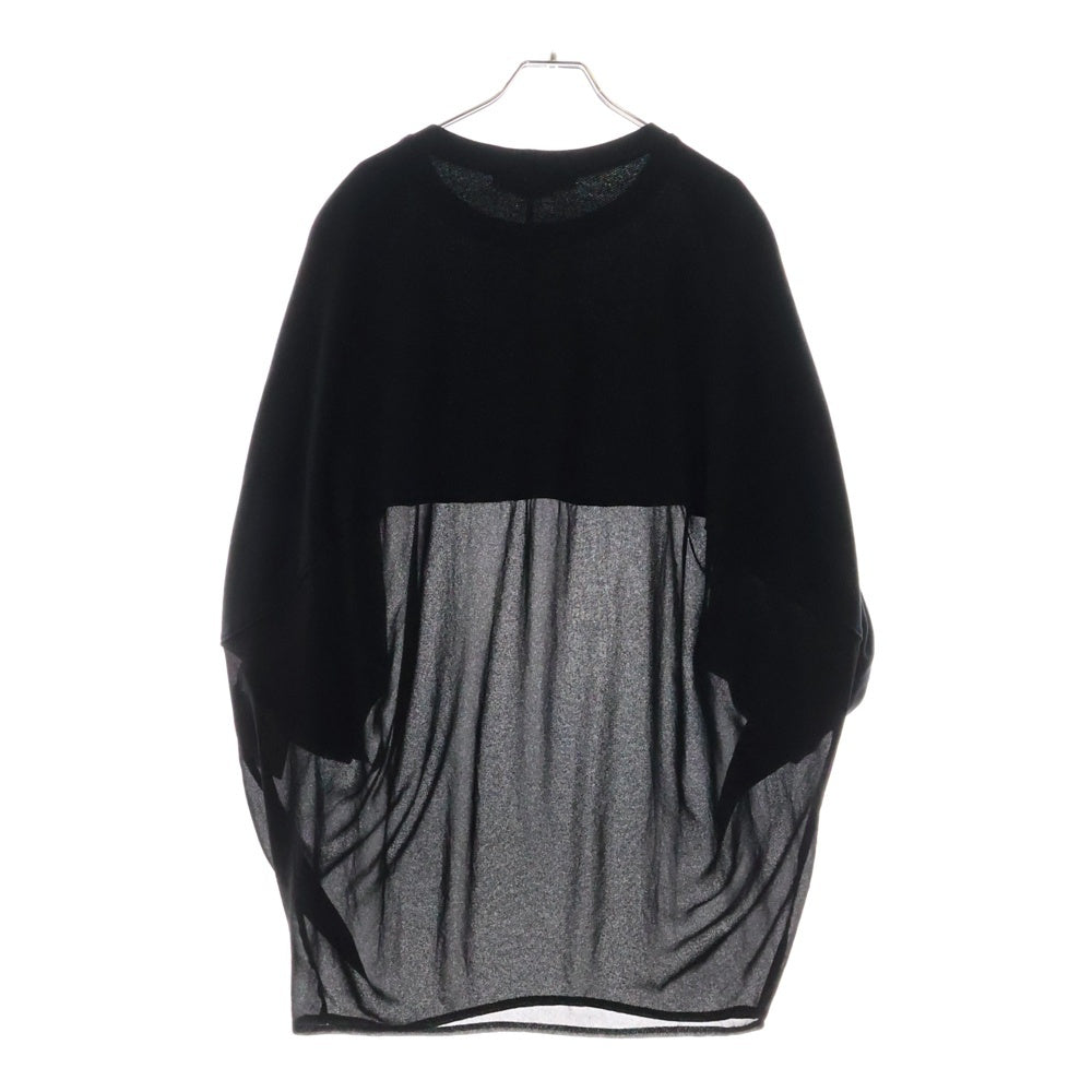 JUNYA WATANABE COMME des GARCONS(ジュンヤワタナベ コムデギャルソン) AD2011 ドルマンドレープワイド コットン ポリシアー切り替え Tシャツ 半袖カットソー レディース JI-T004 ブラック