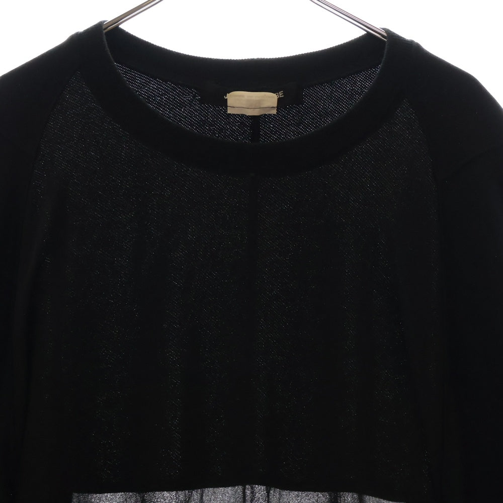JUNYA WATANABE COMME des GARCONS(ジュンヤワタナベ コムデギャルソン) AD2011 ドルマンドレープワイド コットン ポリシアー切り替え Tシャツ 半袖カットソー レディース JI-T004 ブラック