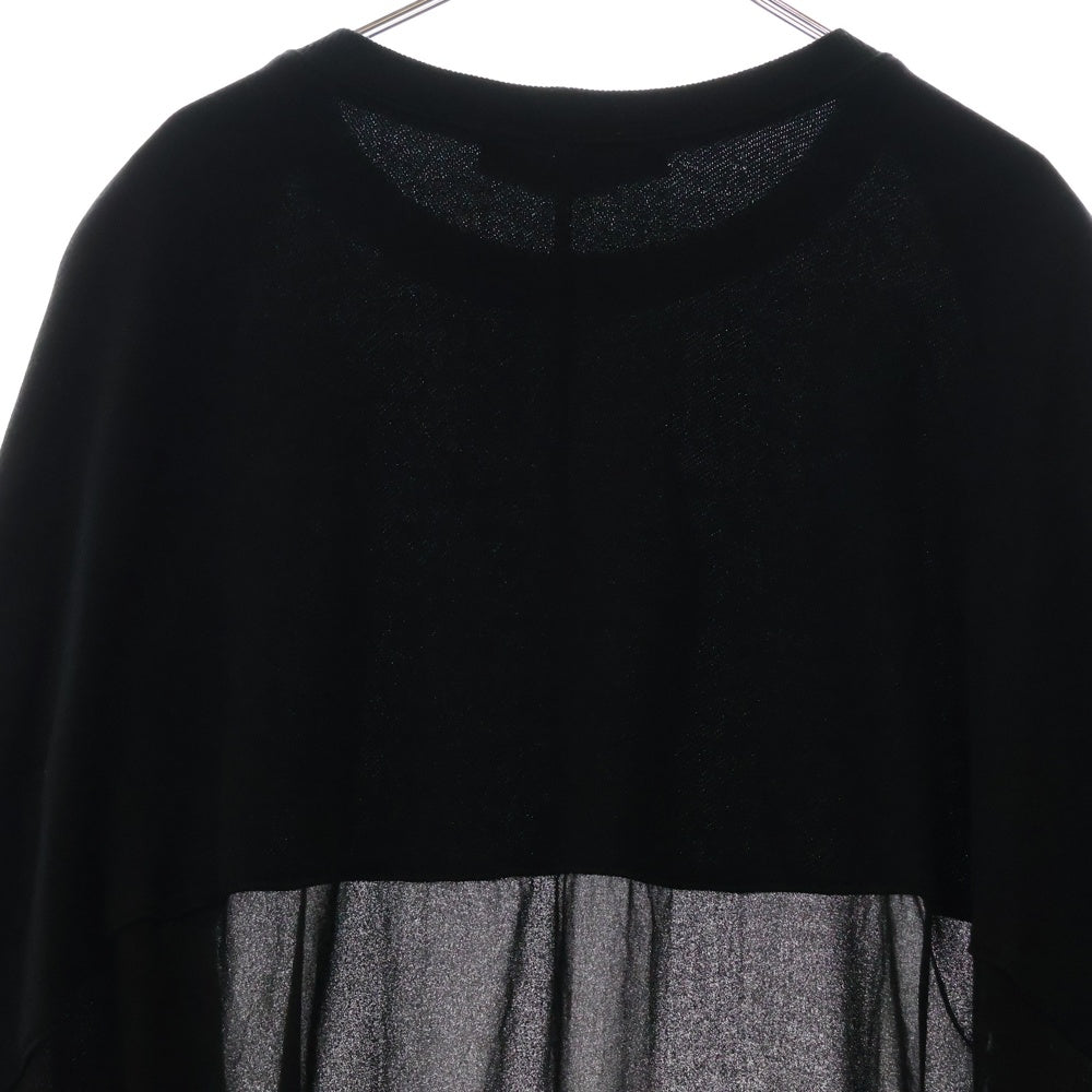 JUNYA WATANABE COMME des GARCONS(ジュンヤワタナベ コムデギャルソン) AD2011 ドルマンドレープワイド コットン ポリシアー切り替え Tシャツ 半袖カットソー レディース JI-T004 ブラック