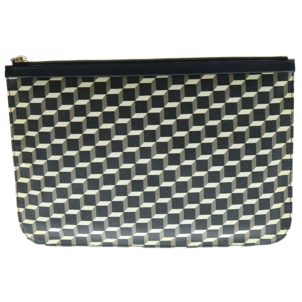 PIERRE HARDY(ピエールアルディ) LEATHER CLUTCH BAG 総柄 クラッチバッグ ブラック/ベージュ