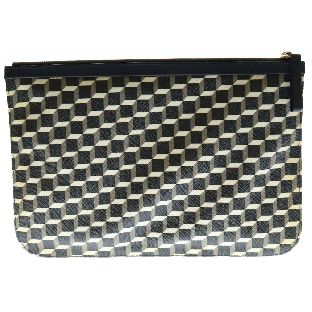 PIERRE HARDY(ピエールアルディ) LEATHER CLUTCH BAG 総柄 クラッチバッグ ブラック/ベージュ