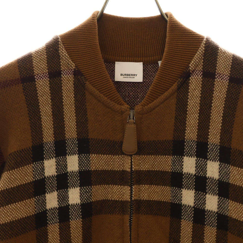 BURBERRY(バーバリー) ノバチェック カシミア ダブルジップアップブルゾン 8063641 ブラウン
