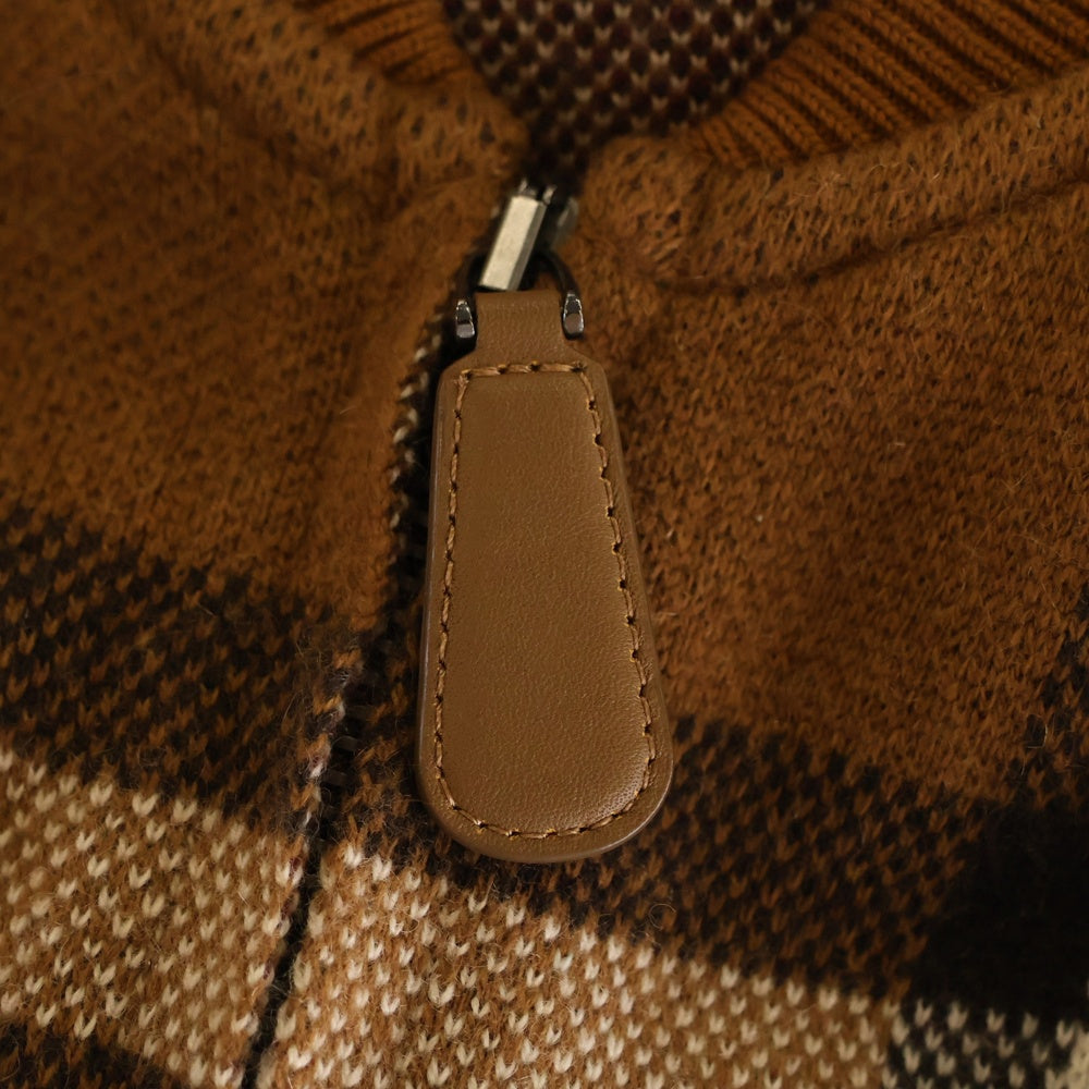 BURBERRY(バーバリー) ノバチェック カシミア ダブルジップアップブルゾン 8063641 ブラウン