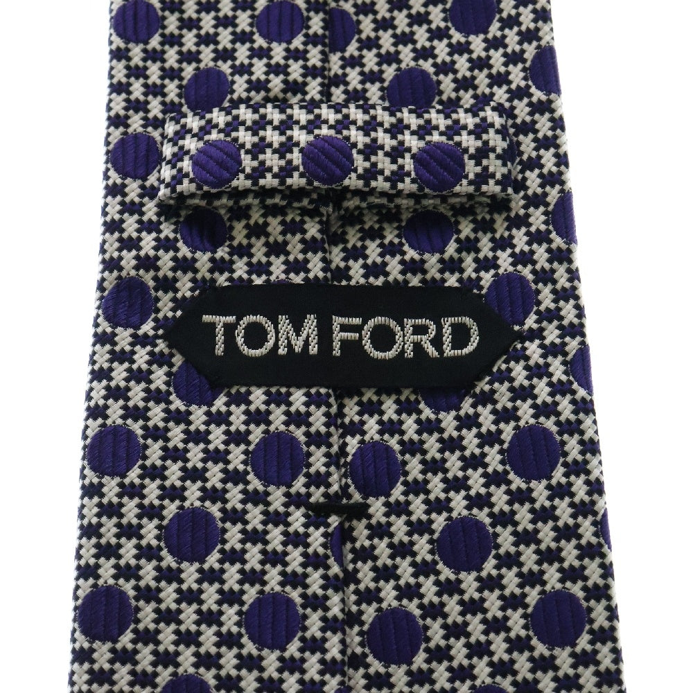 TOM FORD(トムフォード) ドット 総柄 シルク ネクタイ ホワイト/パープル