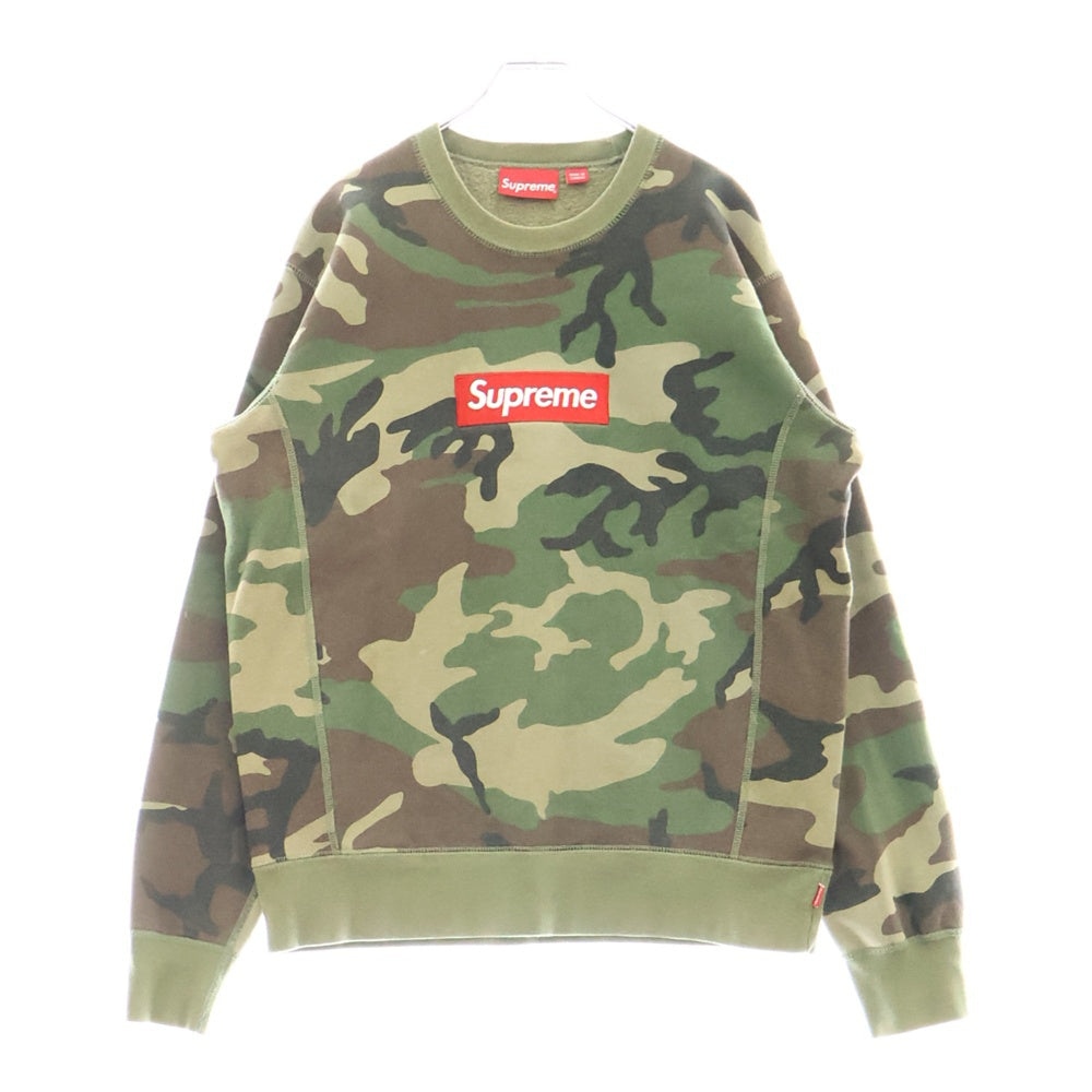 SUPREME(シュプリーム) 15AW Box Logo Crewneck ボックスロゴ カモ総柄 クルーネックスウェットトレーナー カーキ