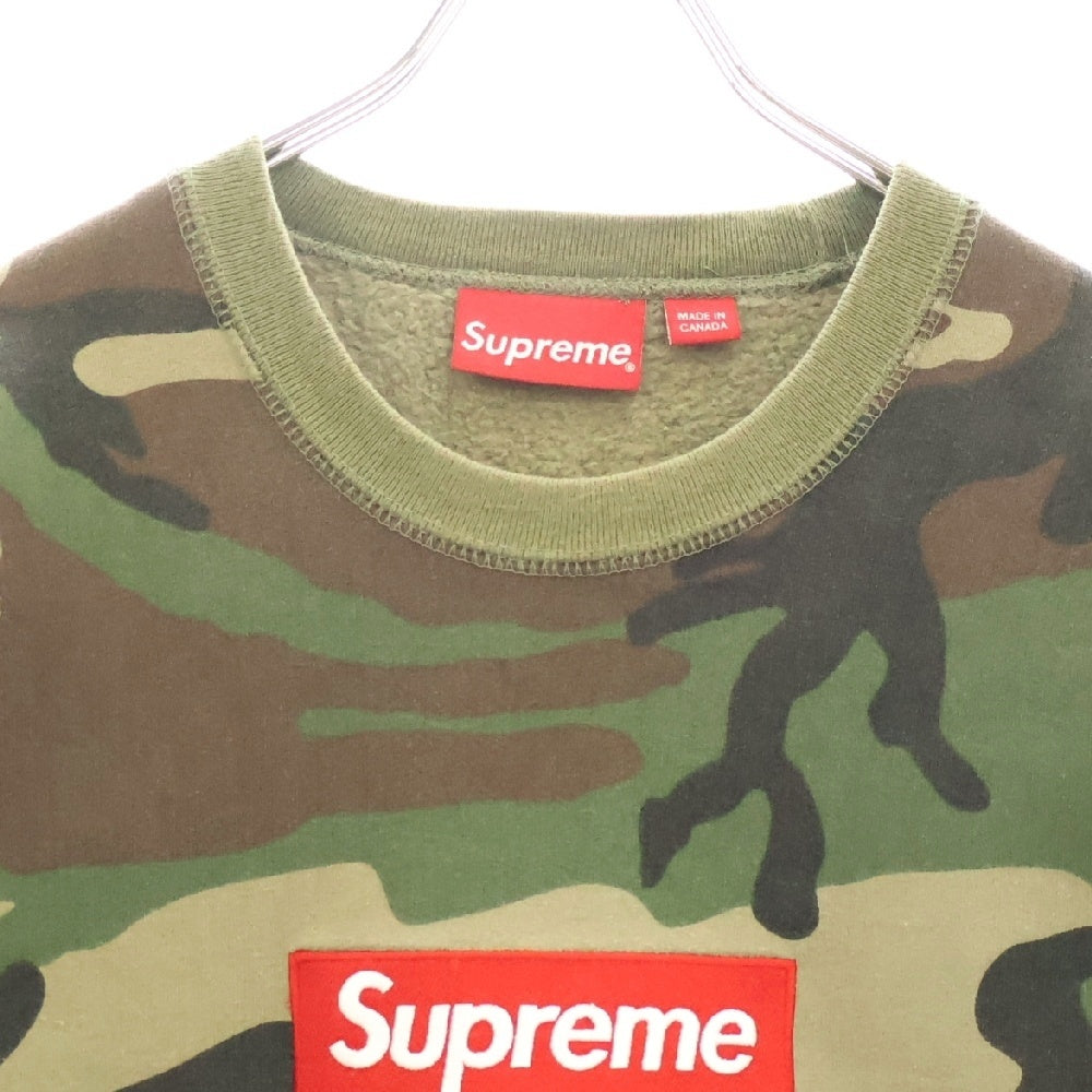 SUPREME(シュプリーム) 15AW Box Logo Crewneck ボックスロゴ カモ総柄 クルーネックスウェットトレーナー カーキ
