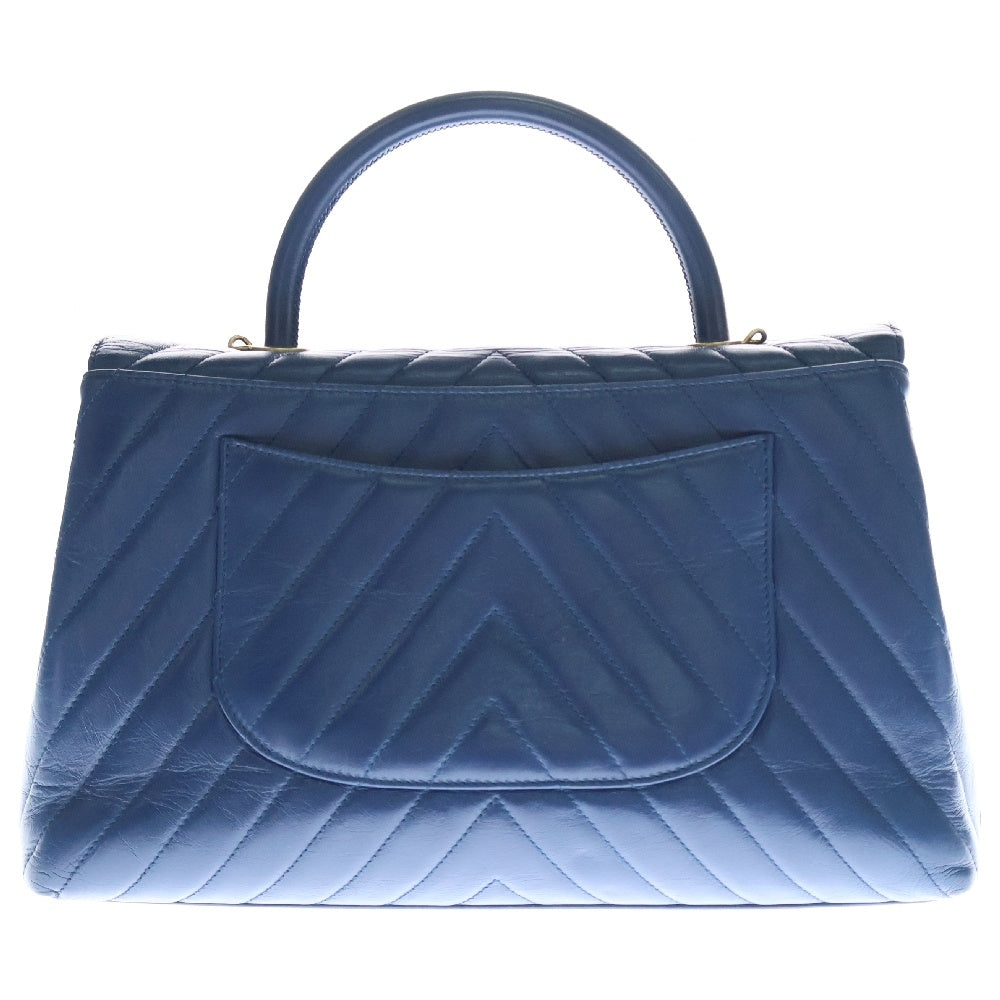 CHANEL(シャネル) Vステッチ ココハンドル29 2WAY ショルダーバッグ ハンドバッグ ネイビー A92991
