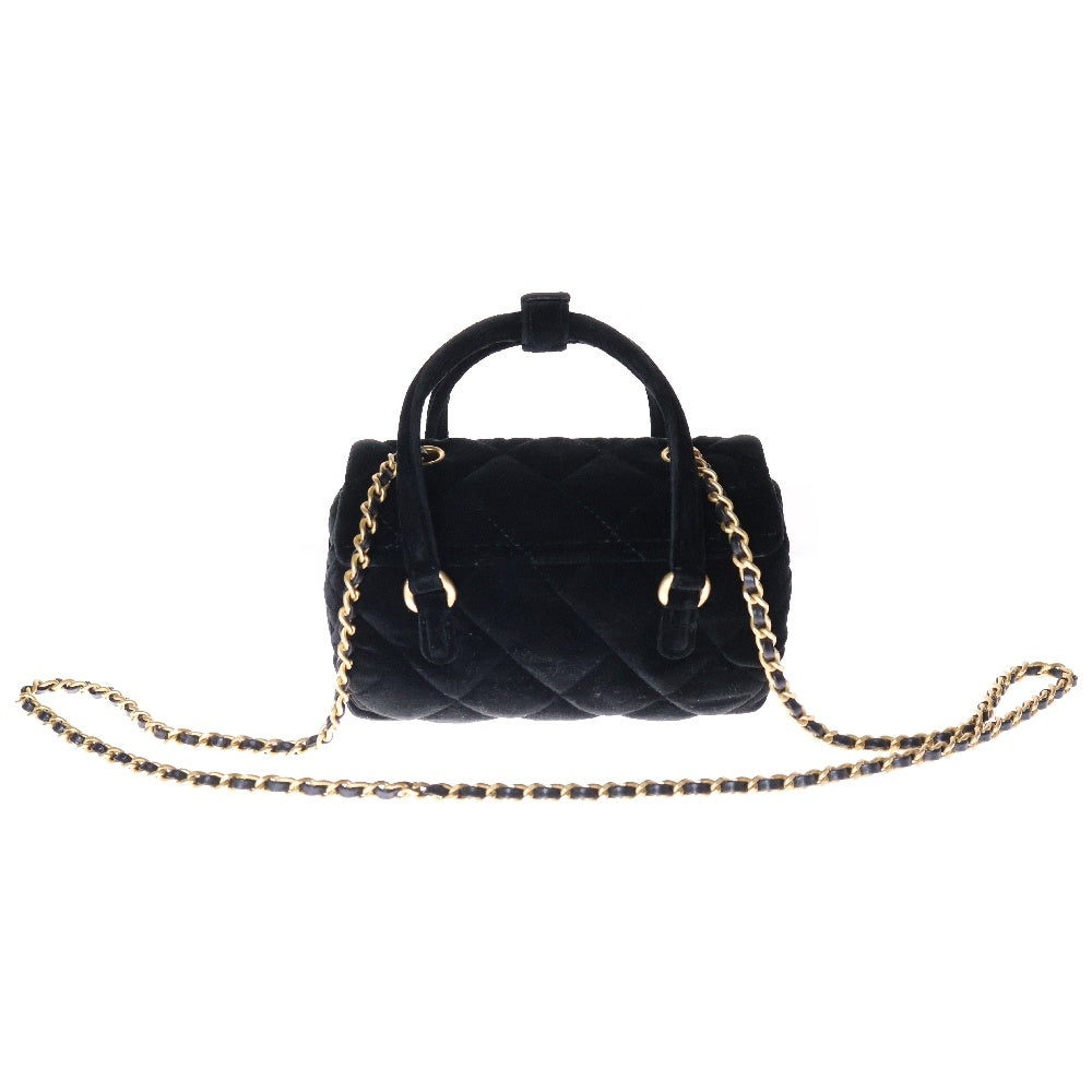CHANEL(シャネル) ベロア ココマーク 2way ミニボストン ショルダーバッグ ブラック