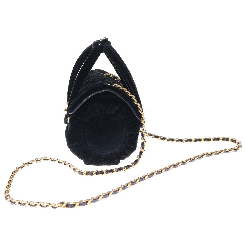 CHANEL(シャネル) ベロア ココマーク 2way ミニボストン ショルダーバッグ ブラック