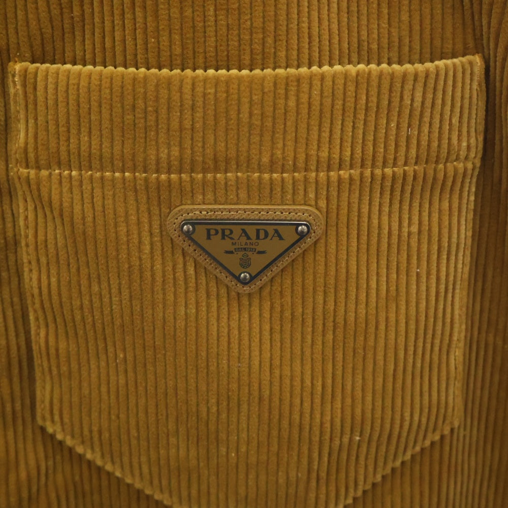PRADA(プラダ) 24AW 三角ロゴプレート コーデュロイシャツブルゾン ブラウン SC798