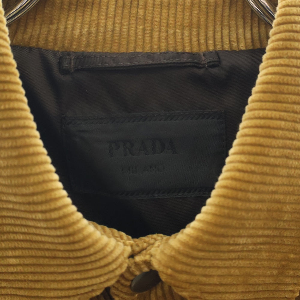 PRADA(プラダ) 24AW 三角ロゴプレート コーデュロイシャツブルゾン ブラウン SC798