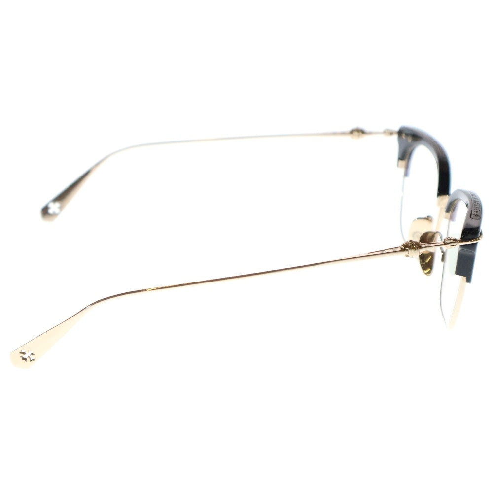 CHROME HEARTS(クロムハーツ) SLUNTRADICTION クロスボール ハーフリム スクエア 眼鏡 サングラス アイウェア ブラック/ゴールド ※度入り