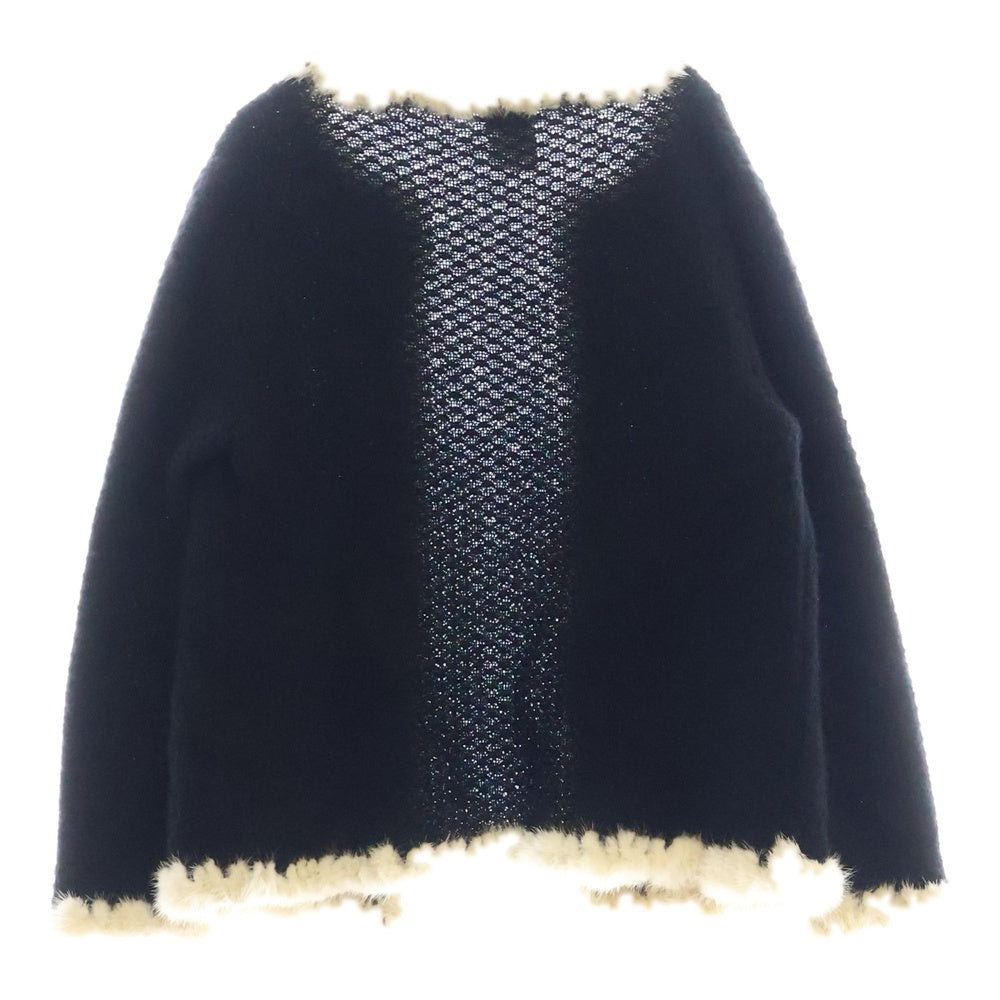 CHANEL(シャネル) ファー付きカーディガン ココマーク ニットジャケット ブラック/ホワイト レディース P22173V01437